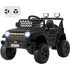 COSTWAY 12V Macchina Elettrica per Bambini, Veicolo Eletrrico con Telecomando 3 Velocità Luci LED e Musica, 2,5-4 km/h, Auto Giocattolo per Bambini 3 Anni+ (Nero)