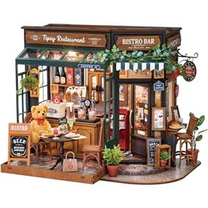 Rolife Casa delle Bambole Ristorante Tipsy DIY Kit di Casa Miniature Kit di Caffè Miniature Modello di Decorazione per Interni Regalo di Compleanno per Bambini e Adulti