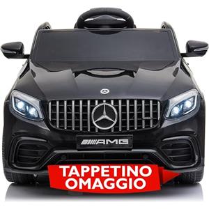 Mondial Toys Macchina Elettrica per Bambini 12V Mercedes GLC 63 AMG Auto con Sedile in Pelle Telecomando Porte Apribili Tappetini Omaggio Full Optional Nero