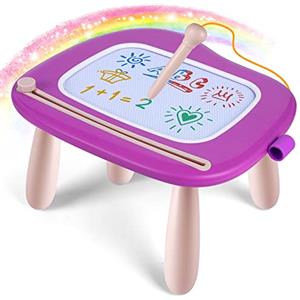 Smasiagon Lavagna Magnetica per Bambina 1 Anno, Grande Magica Cancellabile Scrittura Tablet con Le Gambe, Giocattolo Educativo e Regalo per Bambini 1 2 3 Anni (Viola)