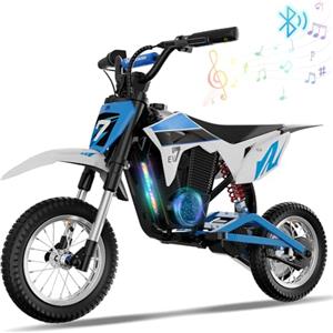 EVERCROSS EV12M PRO Motocicletta Elettrica, Moto Elettrica con Motore da 300W, 3 Modalità di Velocità, Pneumatico da 12'', Musica Bluetooth, Luci Colorate, Moto Cross per Bambini da 3 a 12 Anni