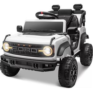 Mondial Toys Ford Bronco Raptor 12V Fuoristrada Auto Macchina Elettrica per Bambini Telecomando Luci a Led Bluetooth Cintura di Sicurezza Ammortizzatori Carico Massimo 30 Kg Bianco