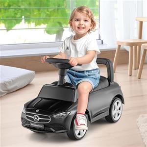 RELAX4LIFE Auto Cavalcabile per Bambini, Auto Scorrevole con Musica, Bagagliaio sotto il Sedile e Blocco Anti-Ribaltamento, Veicolo a Spinta, Regalo per Bambini e Bambine dai 12 ai 36 Mesi (NERO)