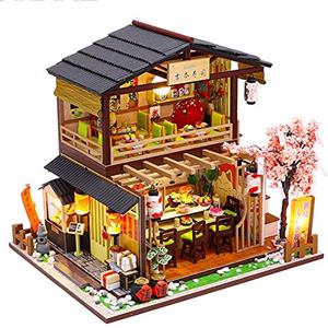 CUTEBEE Miniatura casa delle Bambole con mobili, Fai da Te Kit di Dollhouse di Legno Oltre a Prova di Polvere e Il Movimento della Musica