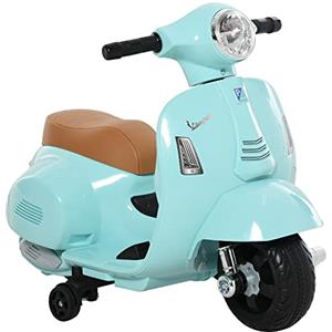 HOMCOM Moto Elettrica per Bambini con Licenza Ufficiale Vespa Batteria 6V, Fari e Clacson, per Bimbi da 18-36 mesi, Verde, 66.5x38x52cm