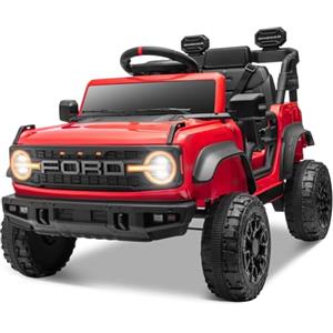 Mondial Toys Ford Bronco Raptor 12V Fuoristrada Auto Macchina Elettrica per Bambini Telecomando Luci a Led Bluetooth Cintura di Sicurezza Ammortizzatori Carico Massimo 30 Kg Rosso