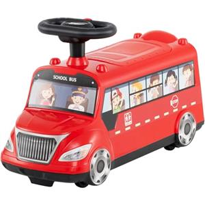 COSTWAY Auto a Spinta per Bambini, Autobus da Passeggio con Pulsante Musicale Comparto di Stoccaggio Blocco Antiribaltamento, Ideale per Bambini 19-36 Mesi