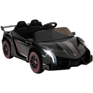 COSTWAY Lamborghini Macchina Elettrica per Bambini, Auto Elettrica Cavalcabile con Telecomando Luci LED, 3 Velocità, 3-6 km/h, per Bambini 3-8 Anni (Nero)