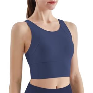 Hveuluop Gieen Reggiseno Sportivo da Donna con Racerback - Reggiseno da Allenamento Lungo con Scollo a U Imbottito Fisso Senza Ferretto, Top da Yoga Corto Antiurto con Supporto Elevato