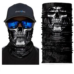 ShopINess Scaldacollo Bandana Multiuso Copricapo Multifunzione Foulard Unisex per Moto Bici Sport Festival Carnevale Halloween Teschio (Smoker)