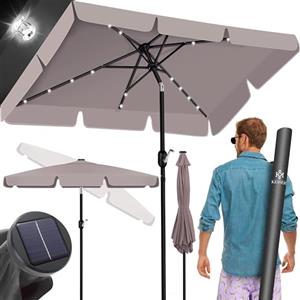 KESSER® Ombrellone da Balcone LED Solare con manovella, Inclusa Custodia, ombrellone da Giardino, ombrellone da 205 x 125 cm, per Balcone, Giardino e terrazza, Rotondo