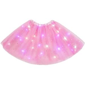 URAQT Gonna Tulle LED per Bambina, Gonna a tutù in Tulle Luminoso, Gonna tutù Ragazze in Tulle con 3 modalità di Illuminazione, per Feste Carnevale Halloween Spettacolo Danza Fotografia(Rosa)