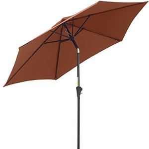 Outsunny Ombrellone da Giardino 2.6x2.35 m Inclinabile con Manovella, Ombrellone da Esterno a 6 Stecche in Alluminio, Metallo e Poliestere 180g/㎡, Caffè