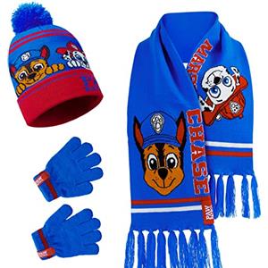 Paw Patrol Accessori Invernali Ragazzo per Scuola e Viaggiare - Regalo Bambino (Blu/Rosso)