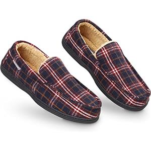 Dunlop Pantofole Uomo Ciabatte Invernali da Casa Calde Comode Antiscivolo Memory Foam (Bordeaux/Navy, 44 EU)