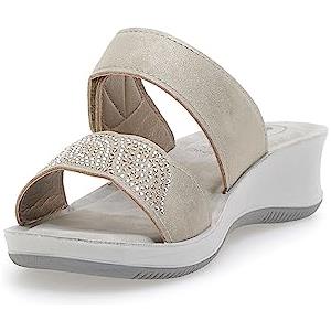inblu Ciabatte a Doppia Fascia Regolabili a Strappo, Sandali Donna, Grigio, 37 EU