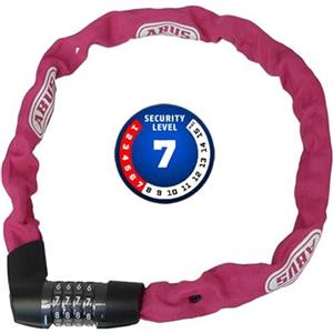 ABUS Lucchetto a catena Tresor 1385 - lucchetto combinazione in acciaio temprato quadrata di 7 mm spessore livello sicurezza 85 cm corallo