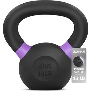 Yes4All EVZU Peso Kettlebell rivestito in polvere, 6 kg, viola