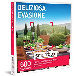 smartbox - Cofanetto Regalo Deliziosa evasione - Idea Regalo per la Coppia - Una Notte con Colazione e aperitivo per 2 Persone