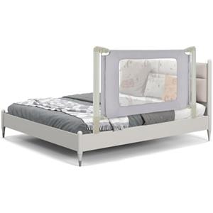 RELAX4LIFE Barriera da Letto 150/180/200cm, Sponda di Sicurezza con Altezza Regolabile, Chiusura a Doppio Bloccaggio, Sbarra Letto Anticaduta per Letti Singoli/Matrimoni (150cm)