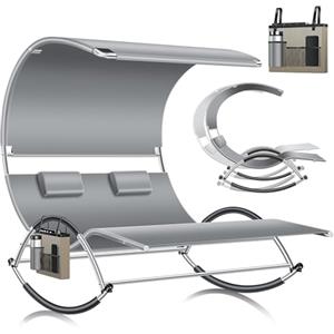 KESSER® Lettino Doppio | con tettuccio apribile | per 2 Persone | Lettino Relax | Lettino da Giardino | Lettino a Dondolo con Superficie di Sdraio ergonomica | 240 kg di carico