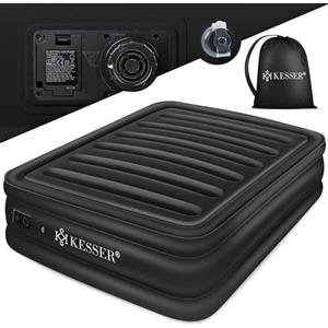 KESSER® Materasso gonfiabile, autogonfiabile, con pompa elettrica integrata, materasso ad aria, per campeggio o uso domestico, con tasca, adatto per 2 persone, 203 x 152,5 x 51 cm