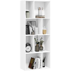 WOLTU Libreria Scaffale a 4 Ripiani, Libreria a Cubi, Portaoggetti Autoportante, Scaffale Espositivo con 8 Scomparti Aperti, per Salotto Camera da Letto, in Legno Bianco, 60x29x143,5 cm, SK032ws