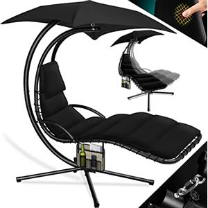 KESSER® Lettino sospeso con tettuccio Parasole, Sdraio sospesa, Lettino da Sole, Lettino da Relax, Lettino oscillante, Amaca, capacità di carico Fino a 120 kg, Lettino a Dondolo
