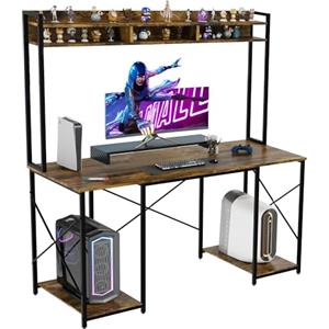 Devoko Scrivania 120 X 60 X 162 cm, Scrivania con Vano Portaoggetti Scrivania per Computer con Ripiano e Supporto per Monitor, Tavolo per Pc per L'Ufficio di Casa, Marrone Vintage