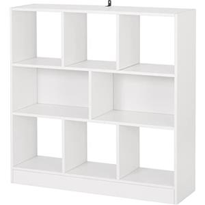 WOLTU Libreria Scaffale Espositore Bianca con 3 Ripiani Mobiletto in Legno 8 Cubi Aperti Armadio da Esposizione per Soggiorno Ufficio e Cameretta 98X30X100cm SK021cm