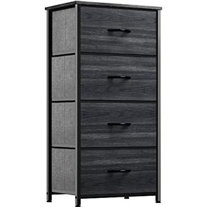 YITAHOME Cassettiera in tessuto, armadietto con 4 cassetti, Cassettiera per Corridoio in Tessuto per soggiorno, camera da letto, cameretta dei bambini, Carbone di legno nero Grano