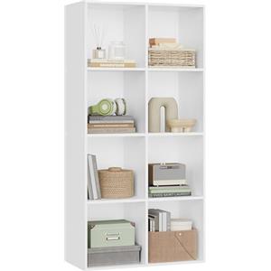 WOLTU Libreria Scaffale con 8 Scomparti a Cubi Portaoggetti, Mobile da Soggiorno Porta Libri, Libreria in Legno da Ufficio 60x29,5x121cm, Bianco, SK002ws4