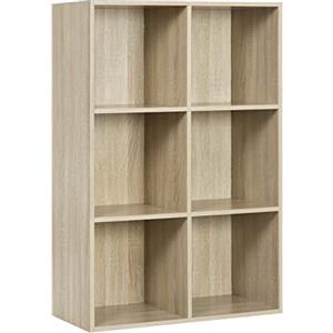 WOLTU Libreria Verticale Mensola a 6 Cubi di Legno Scaffale da Esposizione per Casa Ufficio Legno Chiaro SK002hei3