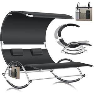 KESSER® Lettino Doppio | con tettuccio apribile | per 2 Persone | Lettino Relax | Lettino da Giardino | Lettino a Dondolo con Superficie di Sdraio ergonomica | 240 kg di carico