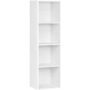 WOLTU Libreria Verticale a 4 Ripiani, Scaffale Portaoggetti Porta Libri in Legno, Mobiletto Multiuso per Cucina, Salotto, Ufficio, Studio, Bianco, 30x24x106cm SK003ws4