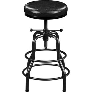 Yaheetech Sgabello Bar Alto Altezza Regolabile 54,5 a 71,5 cm Imbottiti in Similpelle e Metallo Vintage Industriale per Cucina Penisola con Poggiapiedi 136kg Montato Nero