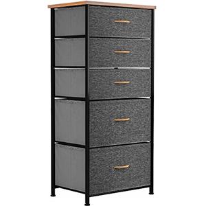YITAHOME Cassettiera in tessuto, armadietto con 5 cassetti, per Corridoio, con vano contenitore in tessuto per soggiorno, camera da letto, cameretta dei bambini, grigio profondo