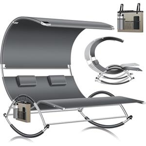 KESSER® Lettino Doppio | con tettuccio apribile | per 2 Persone | Lettino Relax | Lettino da Giardino | Lettino a Dondolo con Superficie di Sdraio ergonomica | 240 kg di carico