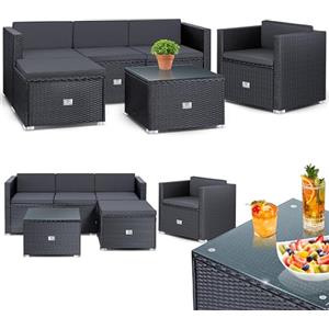 KESSER® Salotto in polyrattan Aruba - salotto da giardino per 4-5 persone - set di mobili da giardino - gruppo di 3 arredi per la seduta: divano da giardino, poltrona, sgabello - per giardino