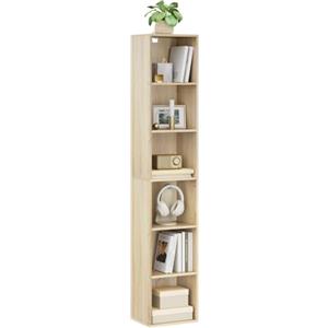WOLTU Libreria Verticale 6 Scompartimenti Scaffale per Libri Mobiletto in Legno per Soggiorno Moderno Legno Chiaro 30x24x158,5 cm SK003hei6