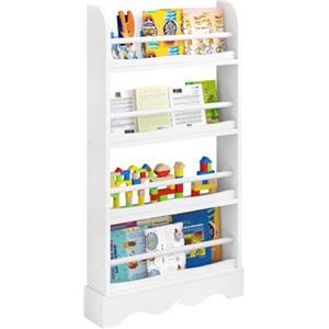 Lestarain Libreria Montessoriana per Bambini, Scaffale Porta Libri Salvaspazio a 4 Ripiani, Piccola Libreria a Muro in Legno, per Cameretta, Stanza dei Giochi, 60x12x108cm