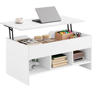 WOLTU Tavolino da Caffè Sollevabile dall'Alto, tavolino Salotto con 1 Scomparto Nascosto e 3 Scomparti Aperti, 96x51x45cm, in Legno Ingegnerizzato, BTS19ws