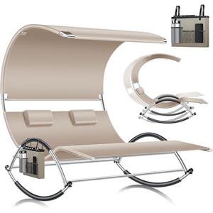 KESSER® Lettino Doppio | con tettuccio apribile | per 2 Persone | Lettino Relax | Lettino da Giardino | Lettino a Dondolo con Superficie di Sdraio ergonomica | 240 kg di carico