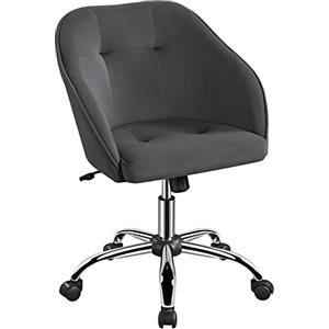 Yaheetech Sedia/Poltroncina Ufficio Scrivania in Velluto Imbottita Girevole a Rotelle Ergonomica Reclinabile Altezza Regolabile Portata 136 kg Grigia