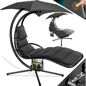 KESSER® Lettino sospeso con tettuccio Parasole, Sdraio sospesa, Lettino da Sole, Lettino da Relax, Lettino oscillante, Amaca, capacità di carico Fino a 120 kg, Lettino a Dondolo