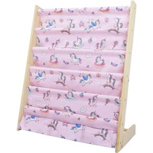 wooshwa Libreria Montessoriana per Bambini,Scaffale a 5 Livelli in Tessuto per Bambini,Librerie per Camerette con 3 Tasche con Maniche Profonde,63 * 30 * 73cm (Unicorno)