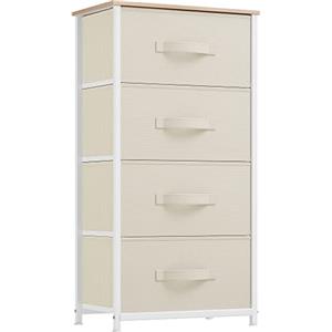 YITAHOME cassettiera in tessuto,armadietto con 4 cassetti, Cassettiera per Corridoio, con vano contenitore per soggiorno, camera da letto, cameretta dei bambini, Bianco Crema