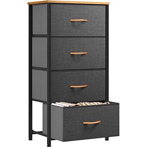 YITAHOME Cassettiera in tessuto, armadietto con 4 cassetti, per Corridoio , con vano contenitore per soggiorno, camera da letto, cameretta dei bambini, grigio profondo