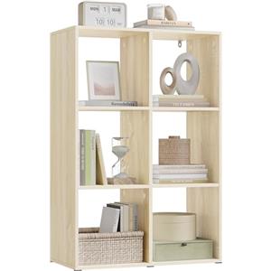 WOLTU Libreria a 6 Cubi, Scaffale di Stoccaggio a 3 Livelli, Libreria Verticale, Scaffale Divisorio, Mobile di Stoccaggio per Soggiorno/Camera da Letto, Rovere Chiaro, SK054hei