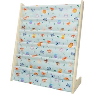 wooshwa Libreria Montessoriana per Bambini,Scaffale a 5 Livelli in Tessuto per Bambini,Librerie per Camerette con 3 Tasche con Maniche Profonde,63 * 30 * 73cm (Animale carino)